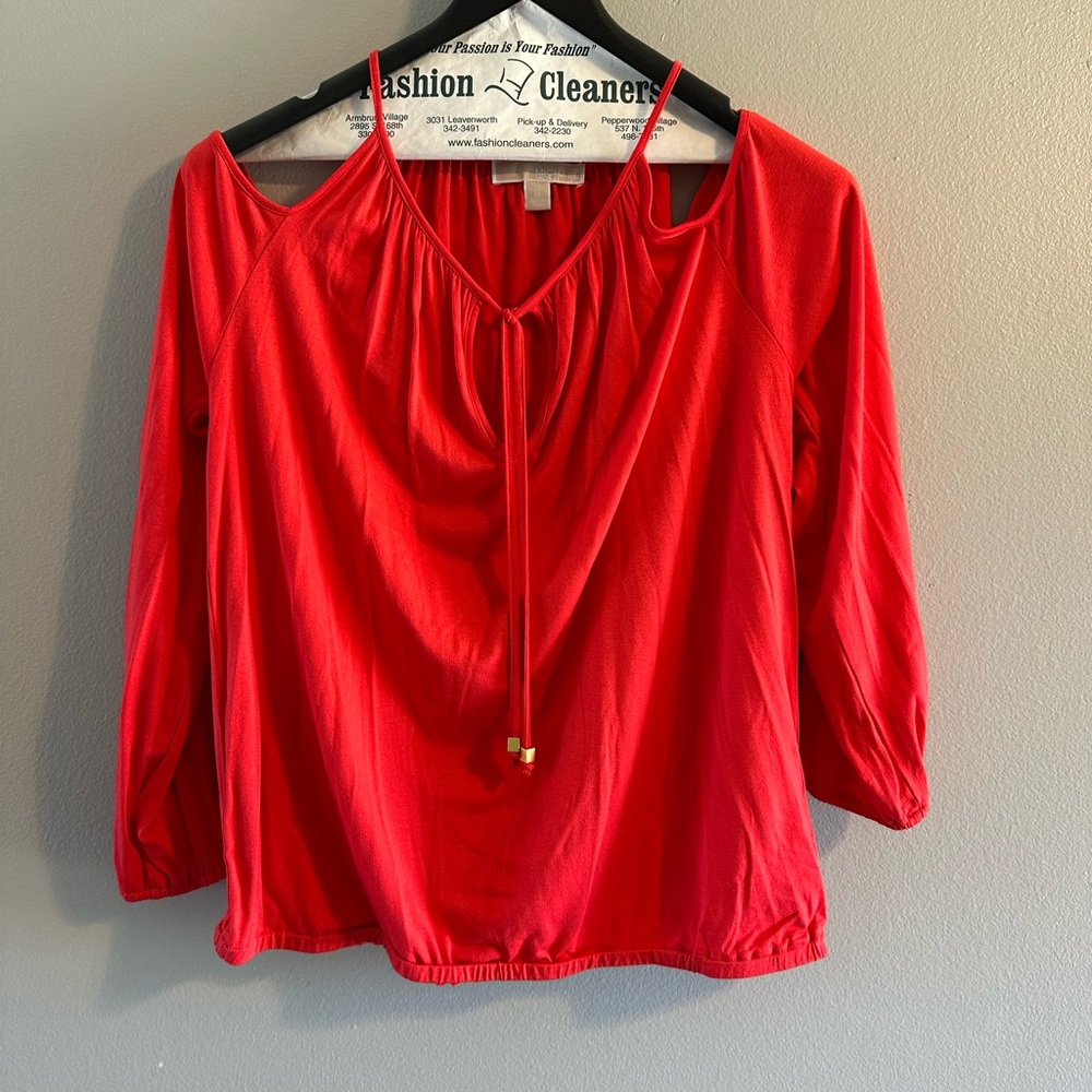 MICHAEL Michael Kors Red Blouse with Tie Detail